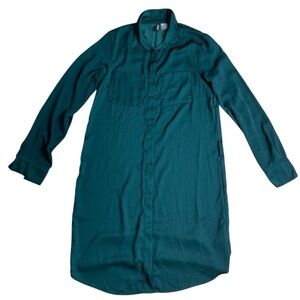 H&M Divided Dark Emerald Green Button Down Shirt Dress - Size 6